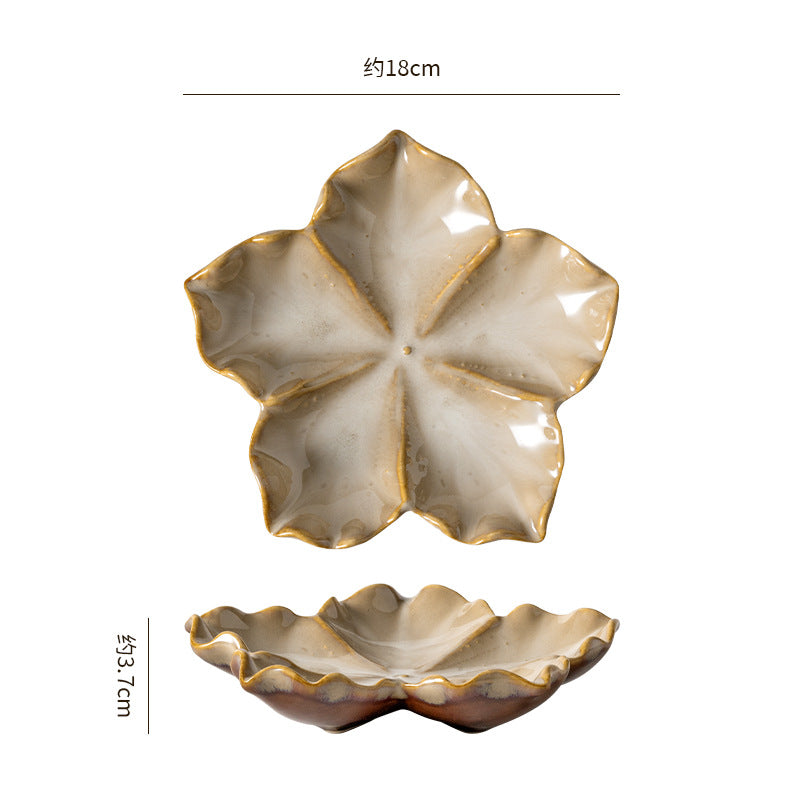 Insstylish five-pointed petal ceramic plate entrance jewelry display tray internet celebrity props storage plate