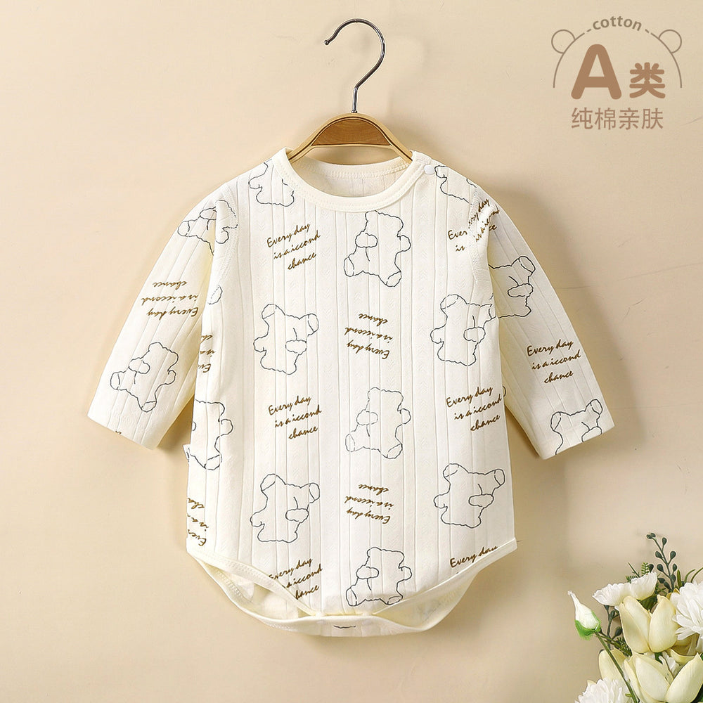 Newborn baby clothes boneless thin baby jumpsuit spring & fall monk suit bag butt suit triangle khaki climbing suit