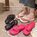 Zhao lusi's same style eva stepping on shit flip-flops women's summerthick soleheight increasingoutwearfashion beach shoes