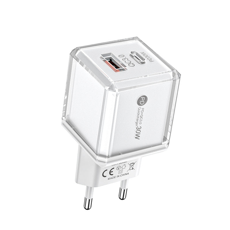 Big ice cube a+c macaron european, american and british mobile phone fast charging head qc3.0+pd20w dual-port cross-border supply