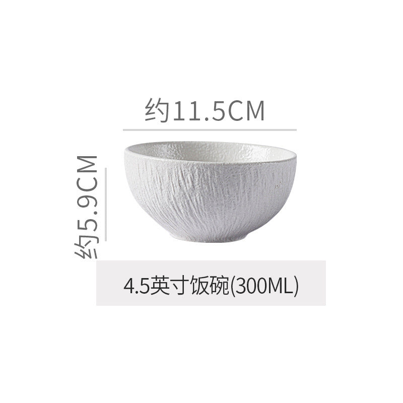 Vintage rock texture ceramic dinnerware set - soup plates, fish plates, steak plates, and vegetable plates - matte finish, high-end black and white dinnerware set