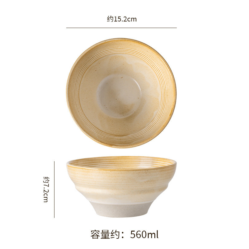 Japanese-style stoneware rice bowl ceramic soup bowl unique creative tableware household dinner bowl retro dessert & salad bowl