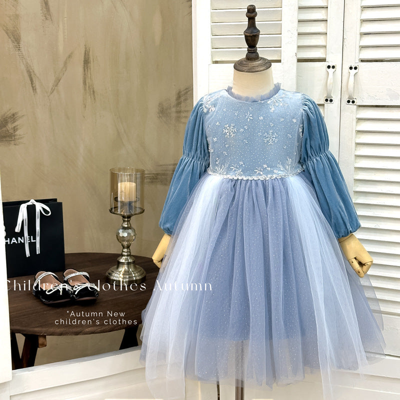 Girls' princess dress -  spring/autumn collection - elsa birthday dress - children's formal gown - tutu dress - elsa mesh dress