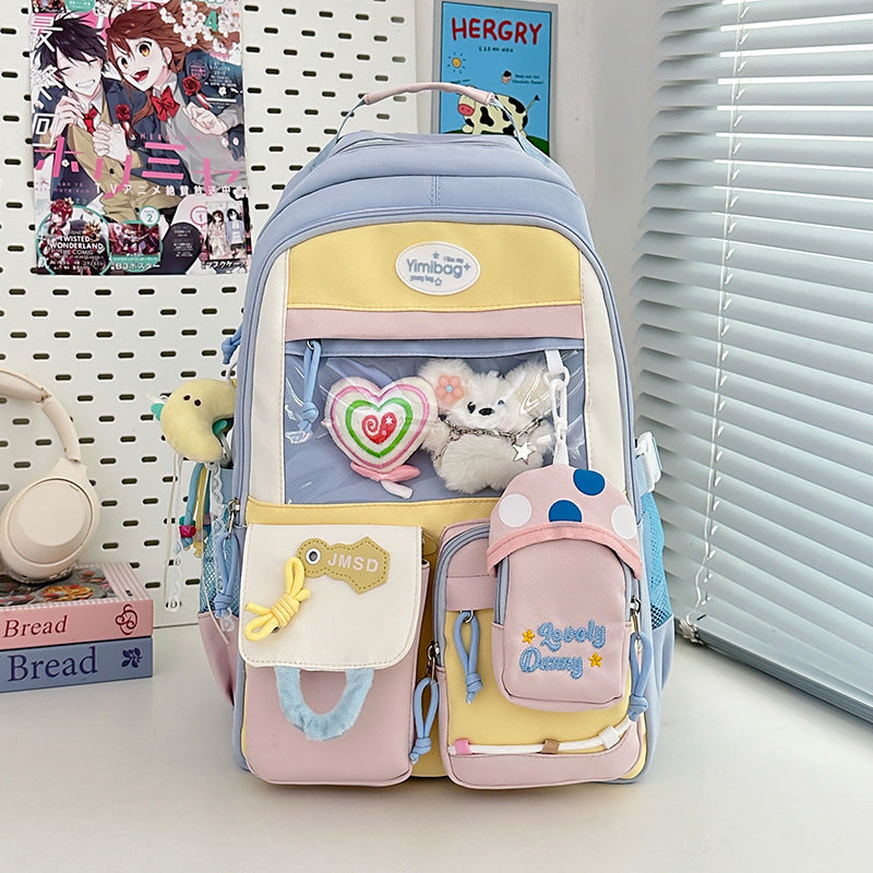 Cross-border high-value versatile large-capacity schoolbag female cute pain bag backpack junior high school girl high school student backpack