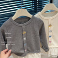 New girls' spring/autumn lace-trimmed cartoon embroidered undershirt - versatile, stylish, and trendy brand for baby girls