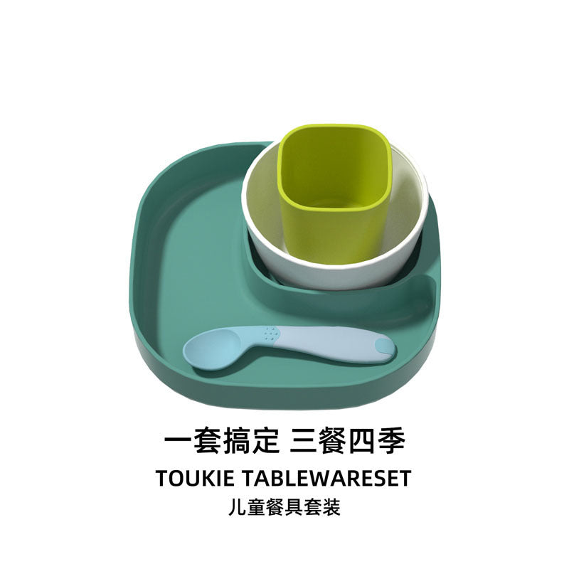 Customized children's tableware set, complementary food tools, baby-specific baby storage box, drop-resistant training, rice paste spoon, portable