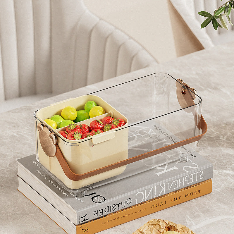 Household tissue box, premium cream style, living room coffee table, transparent portable grid remote control, tissue storage box
