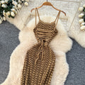 Sexy hot girl knitting sleeveless suspender dress female summer k-stylecut outslimming lookbacklessknitting long skirt