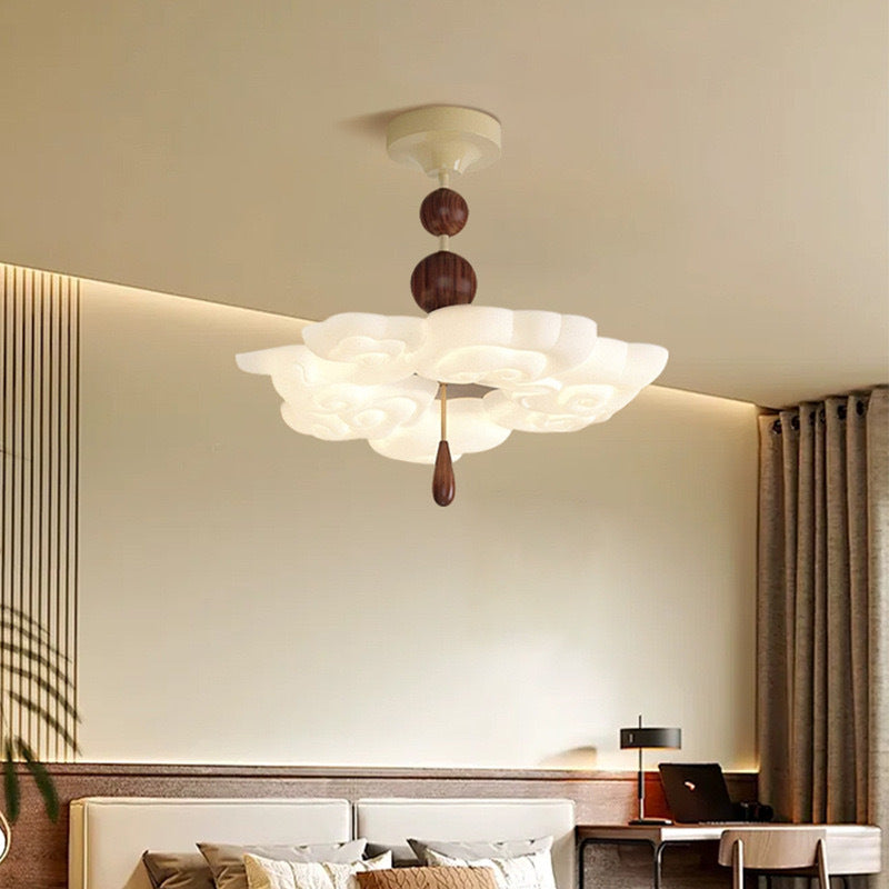 Medieval Cream Style Advanced Atmosphere Room Lighting Designer Creative Walnut Pattern Bedroom Light Xiangyun Chandelier