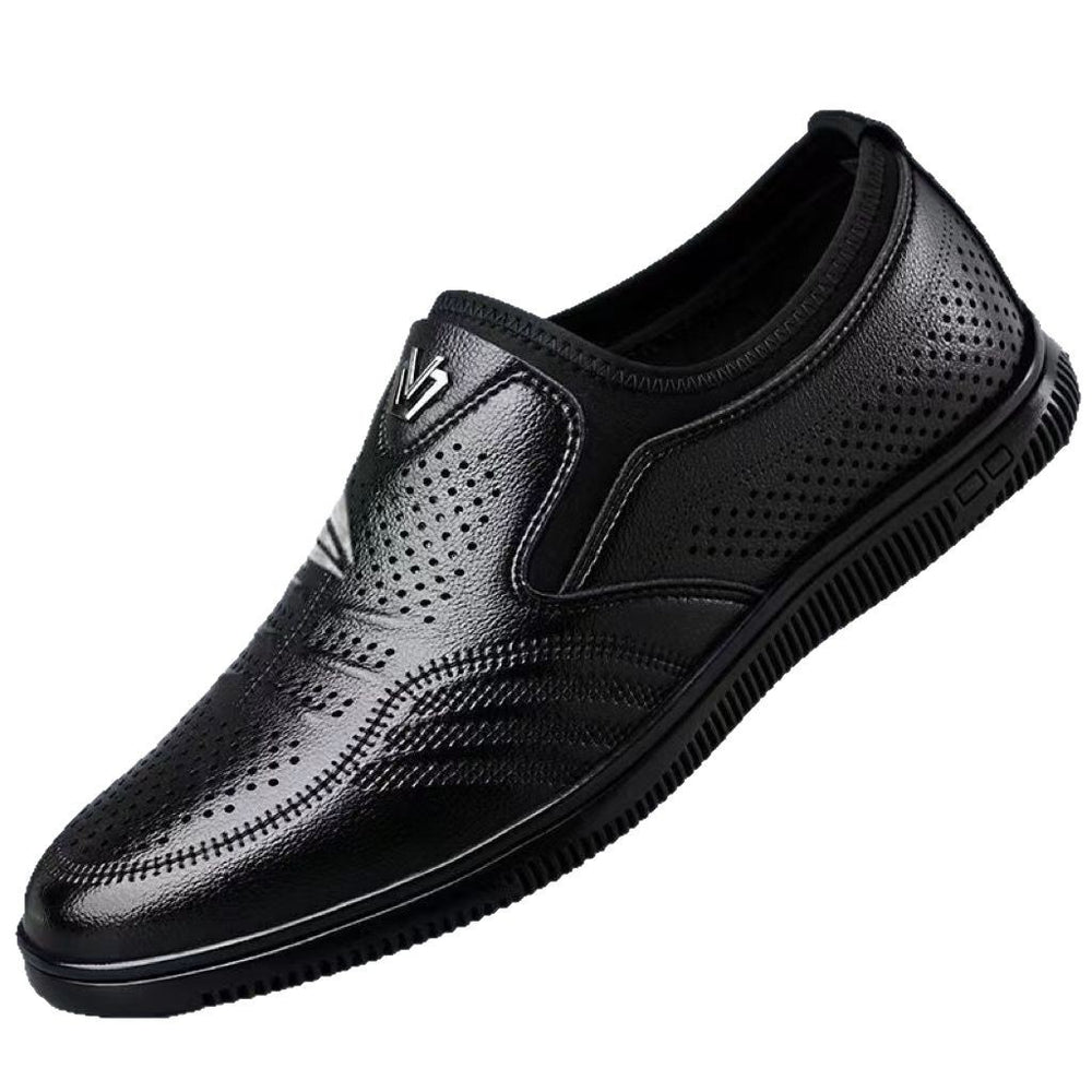 New arrival business hole cool leather shoes men's casual wedding groom british sandals summer breathable youth pointed toe men's shoes