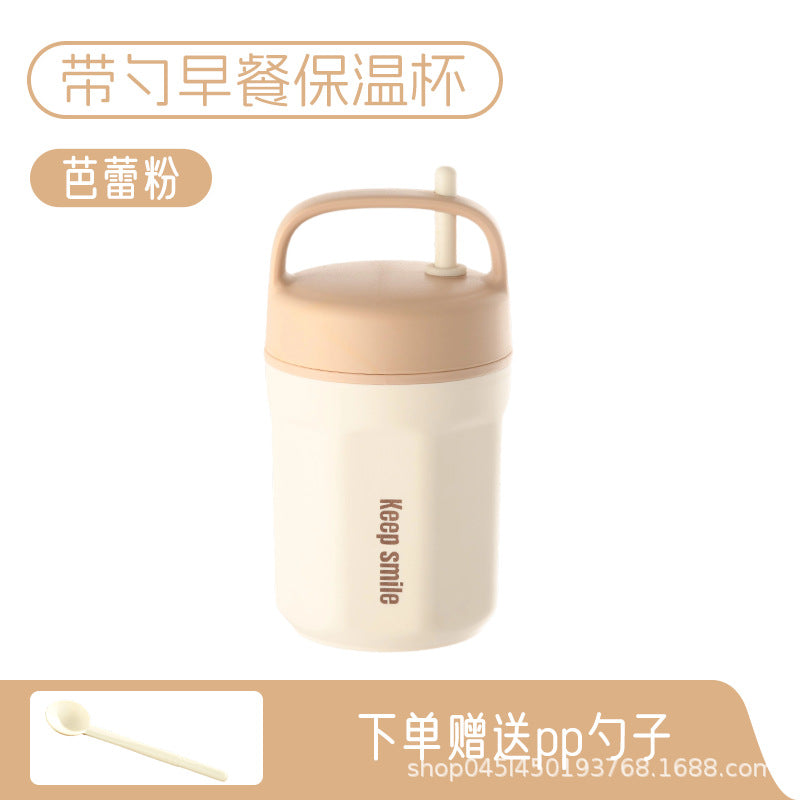 Breakfast cup with lid spoon soy milk cup oatmeal brewing cup cup for home portable takeaway water cup yogurt cup gift