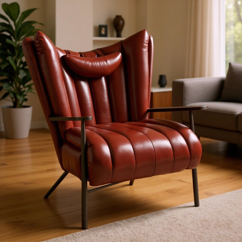 Used tea room owner chair oil wax leather single sofa living room casual chair designer retroaccessible luxury godfather chair