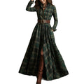 cross-border e-commerce european and american women's clothing: new summer collection - fashionable, casual, and elegant plaid notch collar slim-fit dress