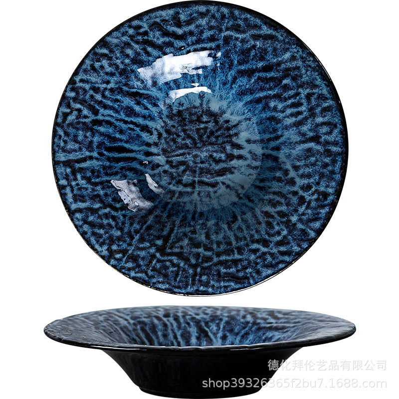 Japanese retro kiln-change high-value western food soup plate business hotel restaurant high-grade creative straw hat plate deep plate