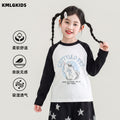 Factory wholesale  autumn new casual girl's sweet raglan sleeve patchwork t-shirt top for toddlers and young children