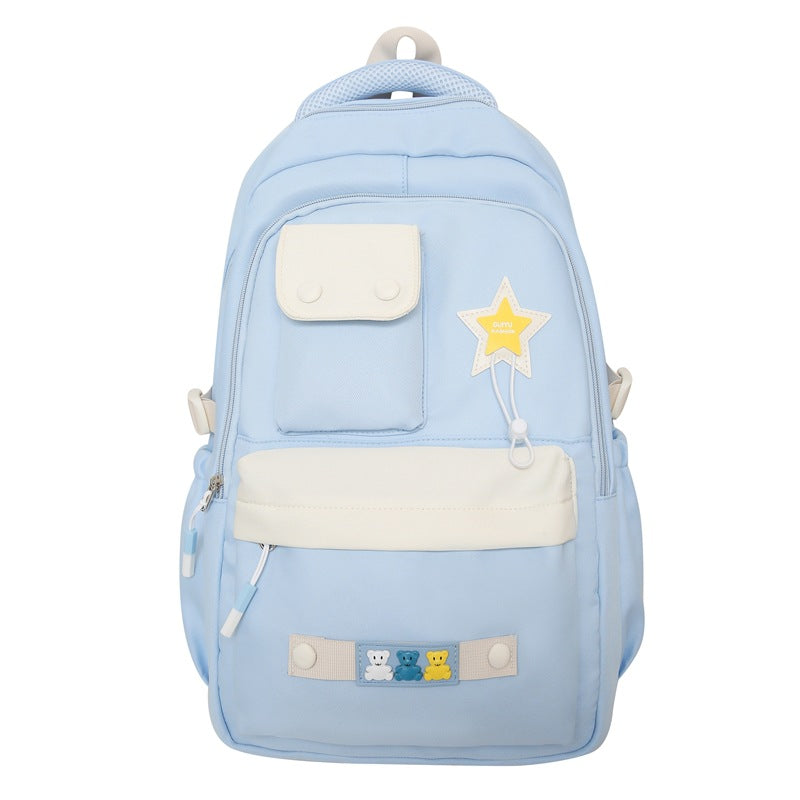 New ins college style large-capacity schoolbag Japanese simple  style backpack solid color value student bag