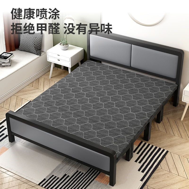 Folding bedfor homedouble iron frame bed with mattress rental house simple bed hard bed office lunch break bed single