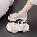 Girls' sandals: new  summer princess style, slip-on, trendy, for school girls, mid-to-large children, kids' beach sandals