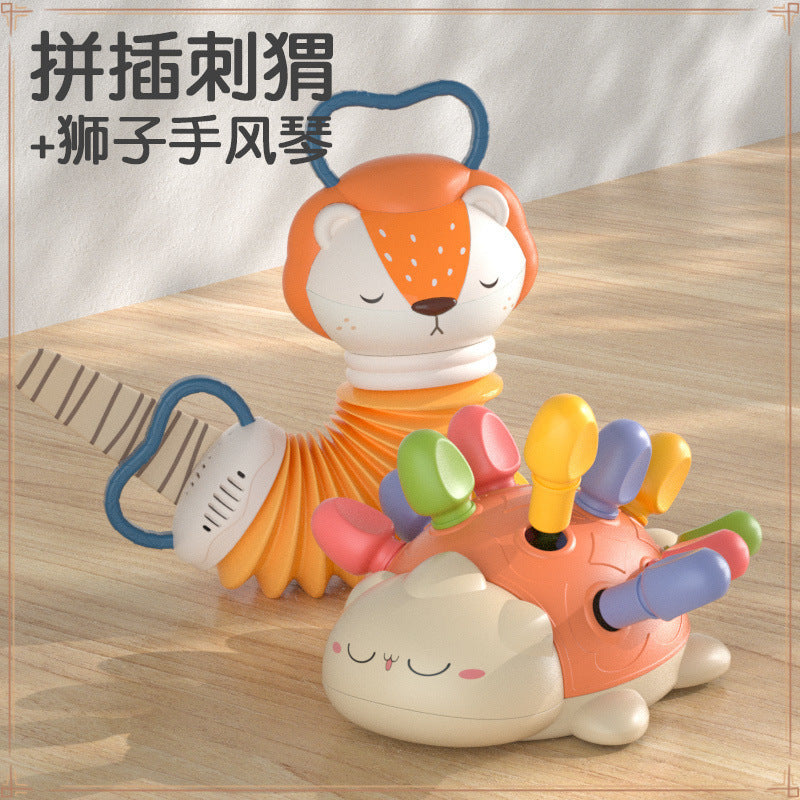 Hedgehog assembly hole pulling nails 6 months 8 baby concentration training early education baby toys 1 3 years old puzzle