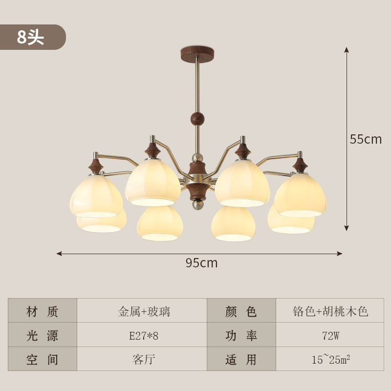 French medieval living room chandelier walnut wabi wind hall main light dining room bedroom whole house package Zhongshan lighting