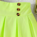 Girls' fashion collared neon outfit - 3-piece set: cami top + collared blouse + skirt set
