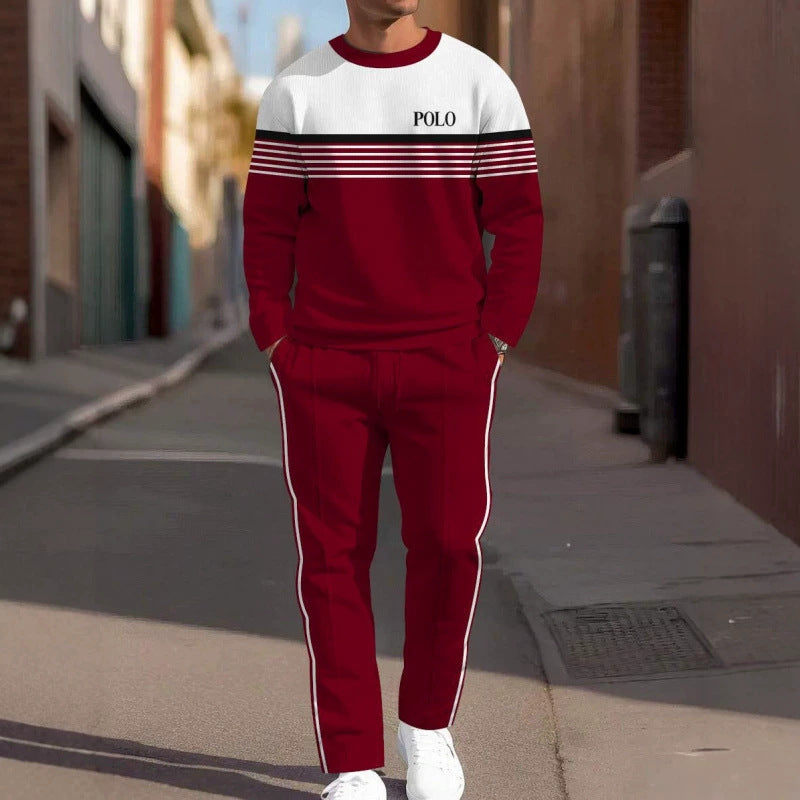 cross-border e-commerce 3d digital print men's autumn/winter new casual fitted long-sleeve hoodie and pants set