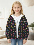Kids' hoodie jacket, cross-border hot seller: cute cartoon print fashion zip-up hoodie for girls, dropshipping available