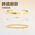 26 letter pendant gold beads beaded bracelet handmade paper clip glossy bracelet three-piece set bracelet jewelry