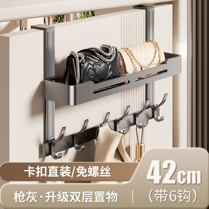 Over-the-door hook rack - no drilling required! perfect for hanging clothes, keys, and hats. a space-saving organizer for your bedroom or entryway