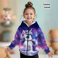 Kids' hoodie jacket, cross-border hot seller: cute cartoon print fashion zip-up hoodie for girls, dropshipping available