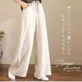draped loose pants women's summerhigh waist cotton and linen pants casualloosestraight-leg pants
