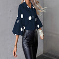 new women's french style blouse - spring chiffon polka dot five-point bubble sleeve fashionable elegant shirt
