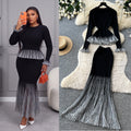 Lightly mature eleganceknittingrufflestops hip skirt two-piece set female autum silmwork clothingelegantsuit