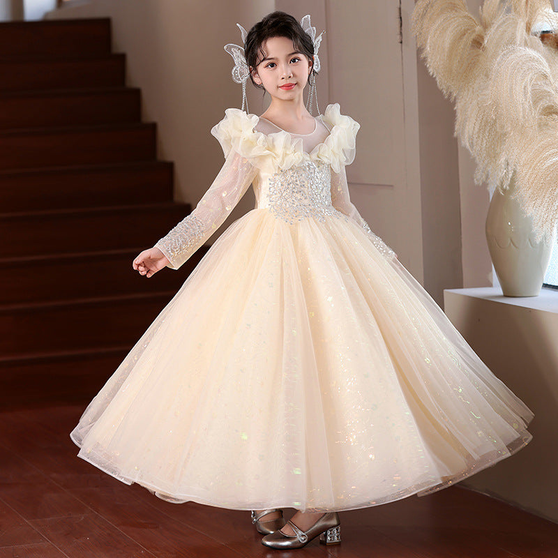 Girls' evening gown princess dress - new  birthday tutu dress for hosts, piano performances, and stage shows