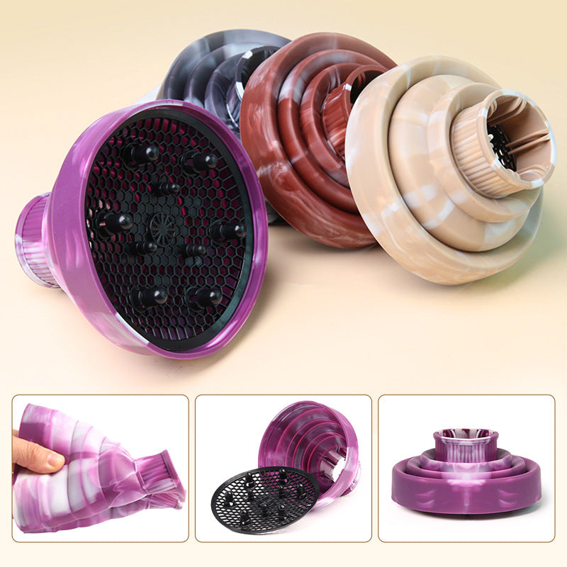 Cross-border folding gradual change wind cover curly hair hair dryer cover modeling high temperature setting telescopic gradual change color silicone wind cover