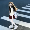 Girls'  skirt set: stylish kids' mini skirt outfit, new cute pleated skirt two-piece set, korean style