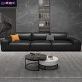 Italian accessible luxury big black cow sofa living room luxury genuine leather sofa tofu block straight cat claw belt spring sofa