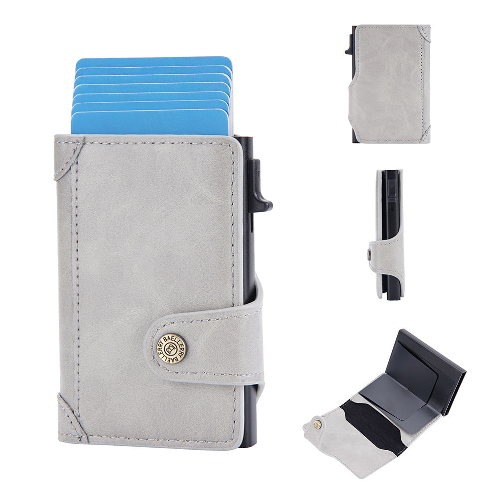 Baellerry's new men's card bag Cross-border RFID anti-magnetic side push card sleeve Aluminum box buckle card bag batch