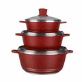 Customized die-cast six-piece set 24/28/32 medical stone non-stick aluminum pot soup pot frying pan for home kitchen pot
