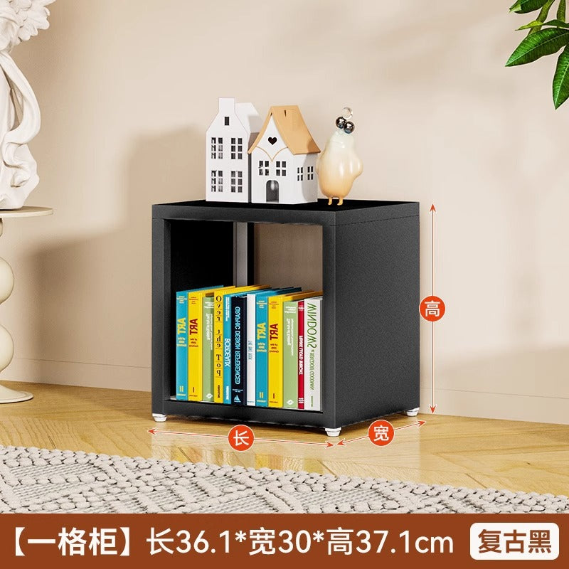 Freestanding steel bookcase for home use - modular grid design, wall-mounted or freestanding, multi-tier bookshelf, children's iron art storage rack