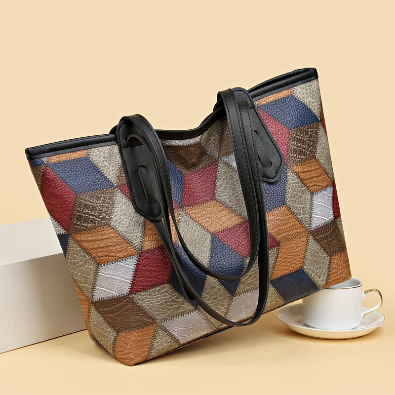 New arrival cross-border women's bag large capacity fashion texture shoulder bag retrotrendysatchel bag casualeasiest for match tote bag