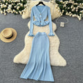 Xiaoxiangfengsuitfemalefall and winter celebrity classy sense waist lotus leaf hem knittingcardiganhigh waist hip skirt