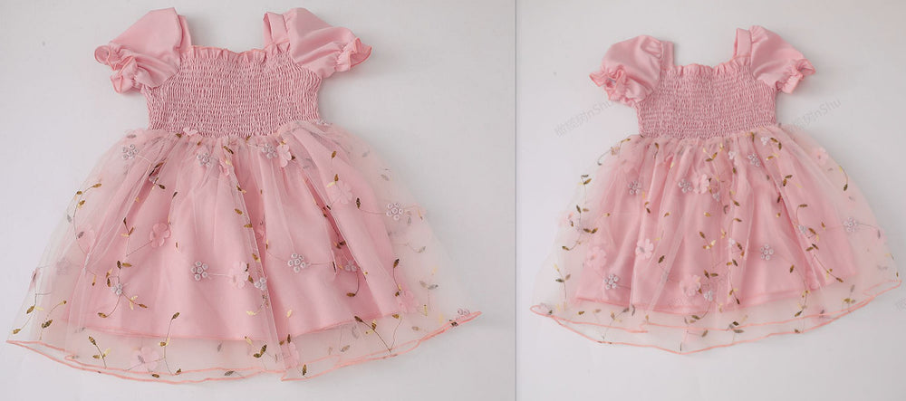 european and american summer baby & toddler fresh casual cute butterfly puff sleeve mesh dress - dropshipping available