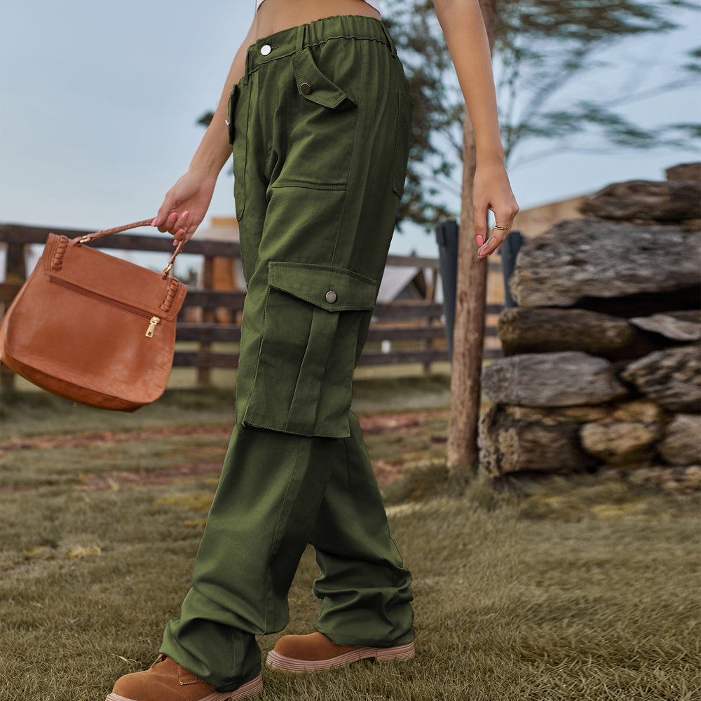 European and american cross-border european and american independent station  new american retro elastic waist denim overalls casual pants for women