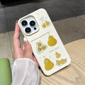 Pear illustration cream style suitable for iphone 17 mobile phone case soft leather texture suitable for apple 16 protective cover