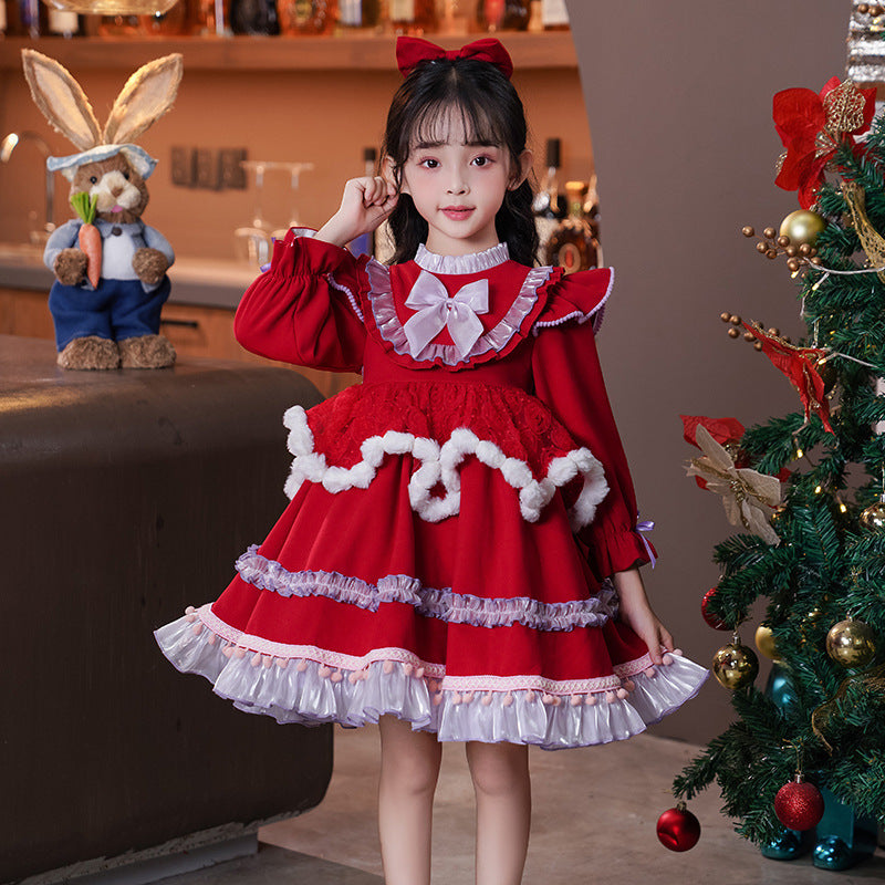 Ready-to-ship lolita princess dress for girls, baby girl's first birthday lolita birthday outfit, stylish spring and autumn dress, korean style