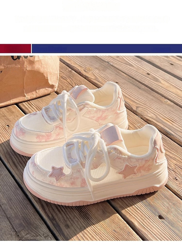 Star sneakers for women, breathable mesh, 2026 new arrival, popular spring and summer, k-styleeasiest for matchthick soleniche stylecasual sports