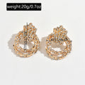 European and american cross-border fashion statement round earrings - trendy layered, irregular, diamond-studded circle earrings