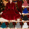 new arrival: european and american style long dress - v-neck, gold velvet, loose fit, multi-layered ruffle hem maxi dress for women (cross-border e-commerce)