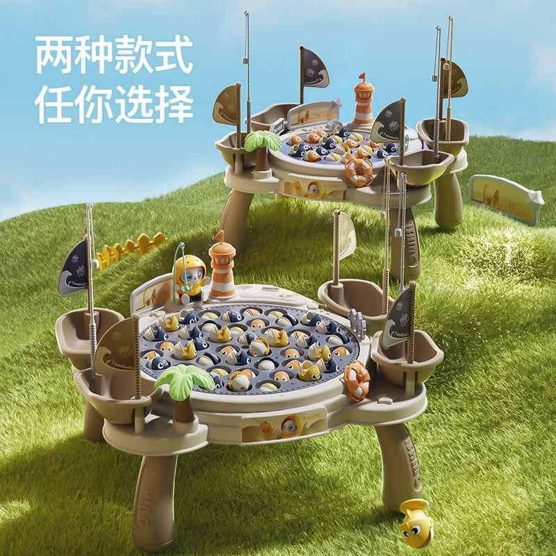Kids electric magnetic fishing toy board game fishing platform fish pond fishing rod fishing puzzle family boy girl toy